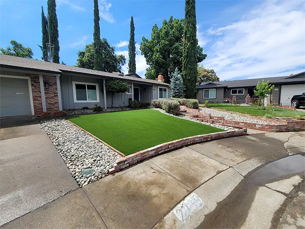 Second angle of a front-yard turf and planter wall conversion